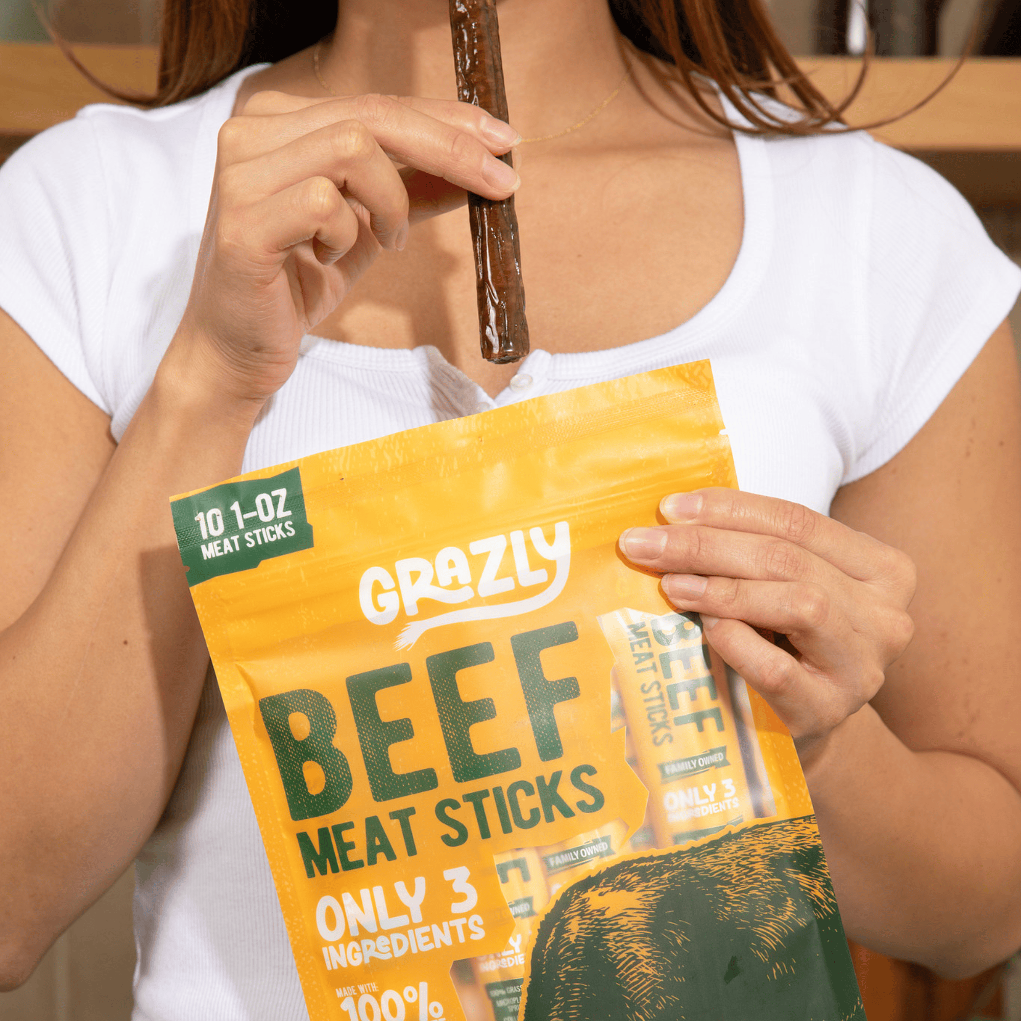 Grazly Plain Beef Meat Sticks - 100% Grass-Fed &amp; Finished