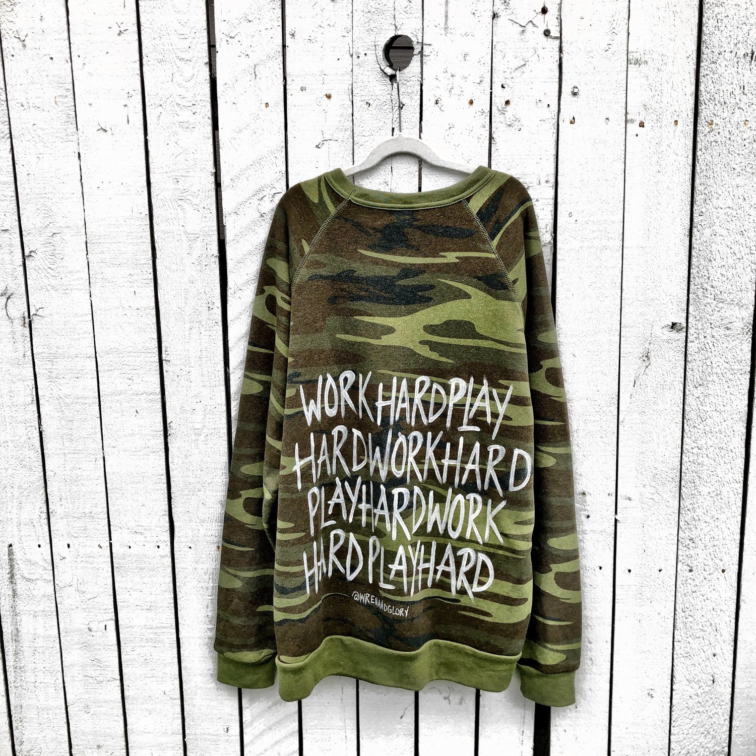 Wren + Glory &quot;PLAYTIME CAMO&quot; Hand-Painted Sweatshirt - My American Goods