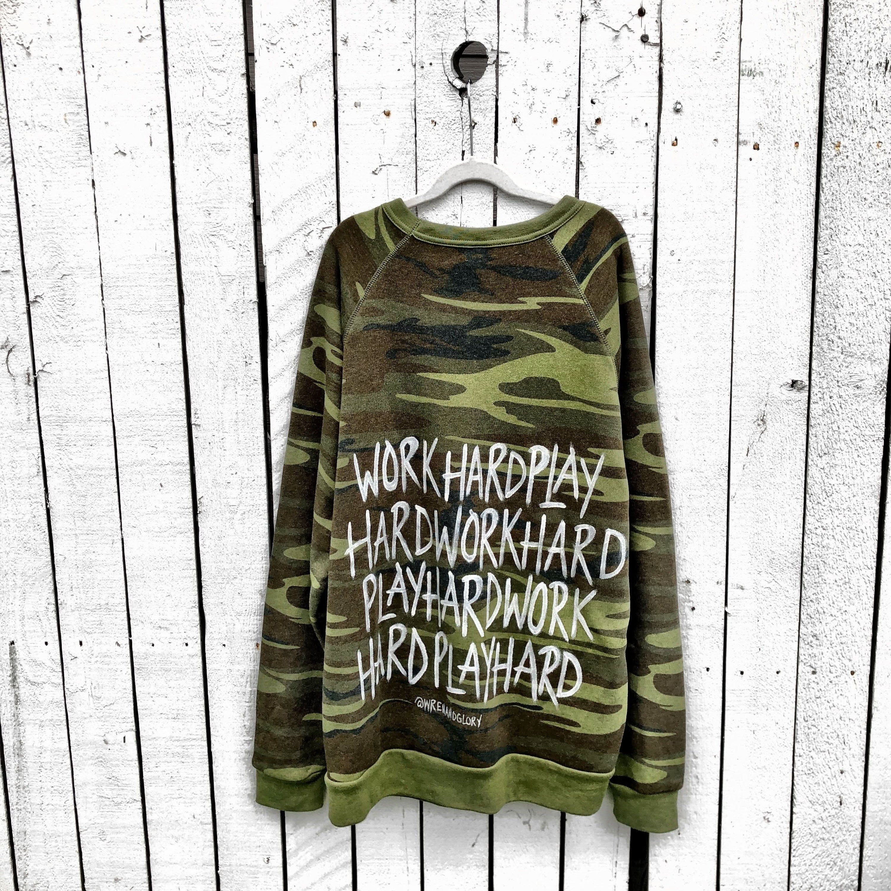 Wren + Glory sweatshirts Wren + Glory "PLAYTIME CAMO" Hand-Painted Sweatshirt