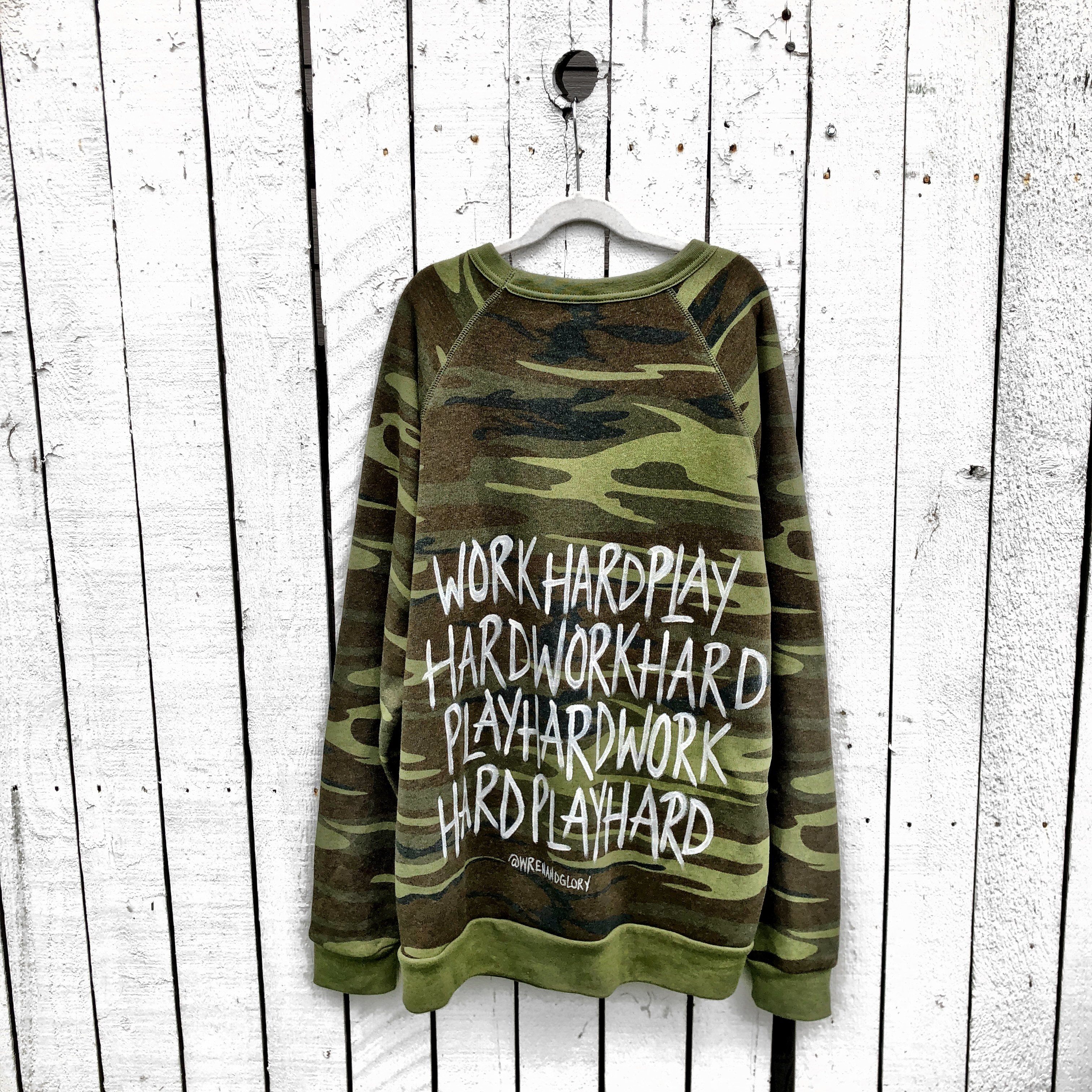 Wren + Glory &quot;PLAYTIME CAMO&quot; Hand-Painted Sweatshirt - My American Goods