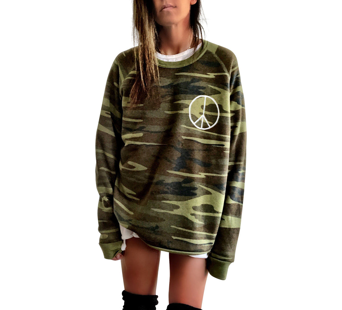 Wren + Glory &quot;PLAYTIME CAMO&quot; Hand-Painted Sweatshirt - My American Goods