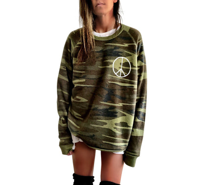 Wren + Glory &quot;PLAYTIME CAMO&quot; Hand-Painted Sweatshirt - My American Goods