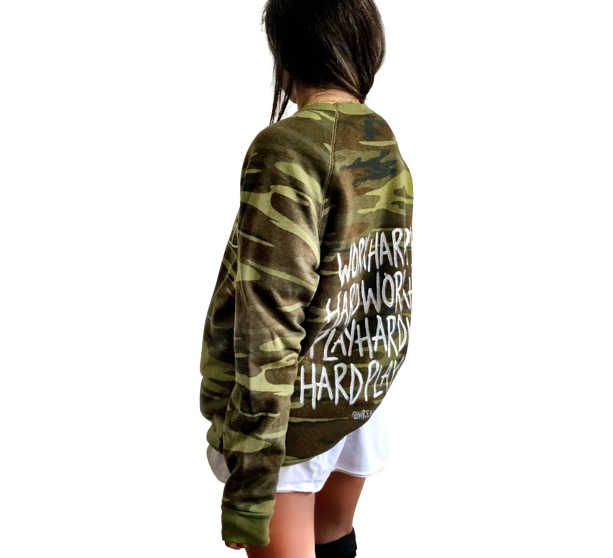 Wren + Glory sweatshirts Wren + Glory "PLAYTIME CAMO" Hand-Painted Sweatshirt
