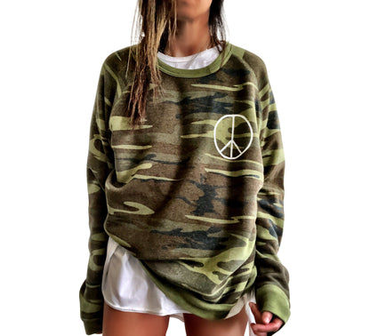 Wren + Glory &quot;PLAYTIME CAMO&quot; Hand-Painted Sweatshirt - My American Goods
