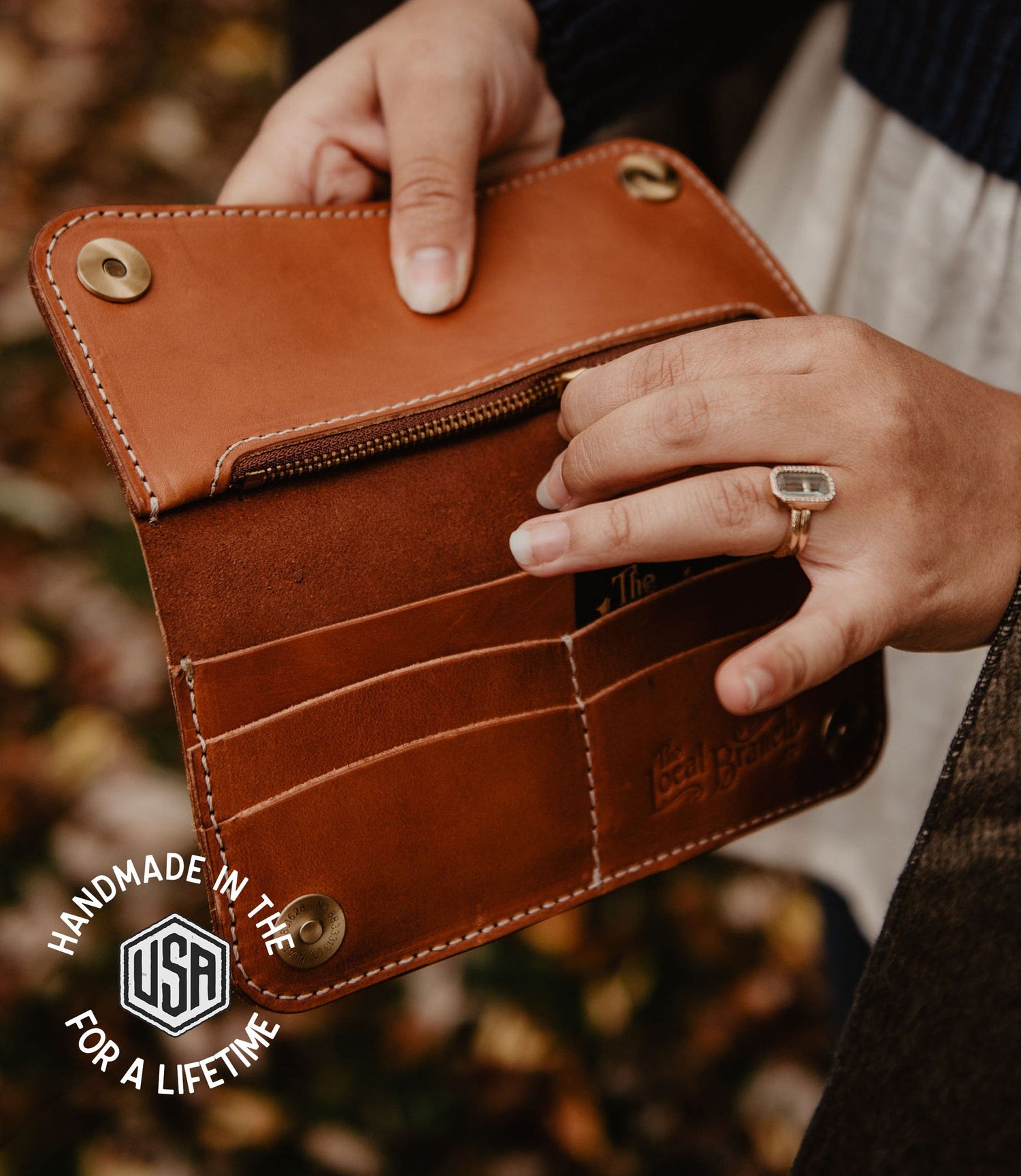 The Local Branch Leather Leather Pocketbook Wallet - USA Made