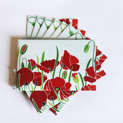 Rogue Industries RFID Sleeve Poppies - 8 Credit Card Sleeves Pack + 2 Passport Sleeves RFID Blocking Credit Card Sleeves - Poppies