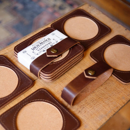 The Local Branch Chocolate Premium Leather Coasters - USA Made