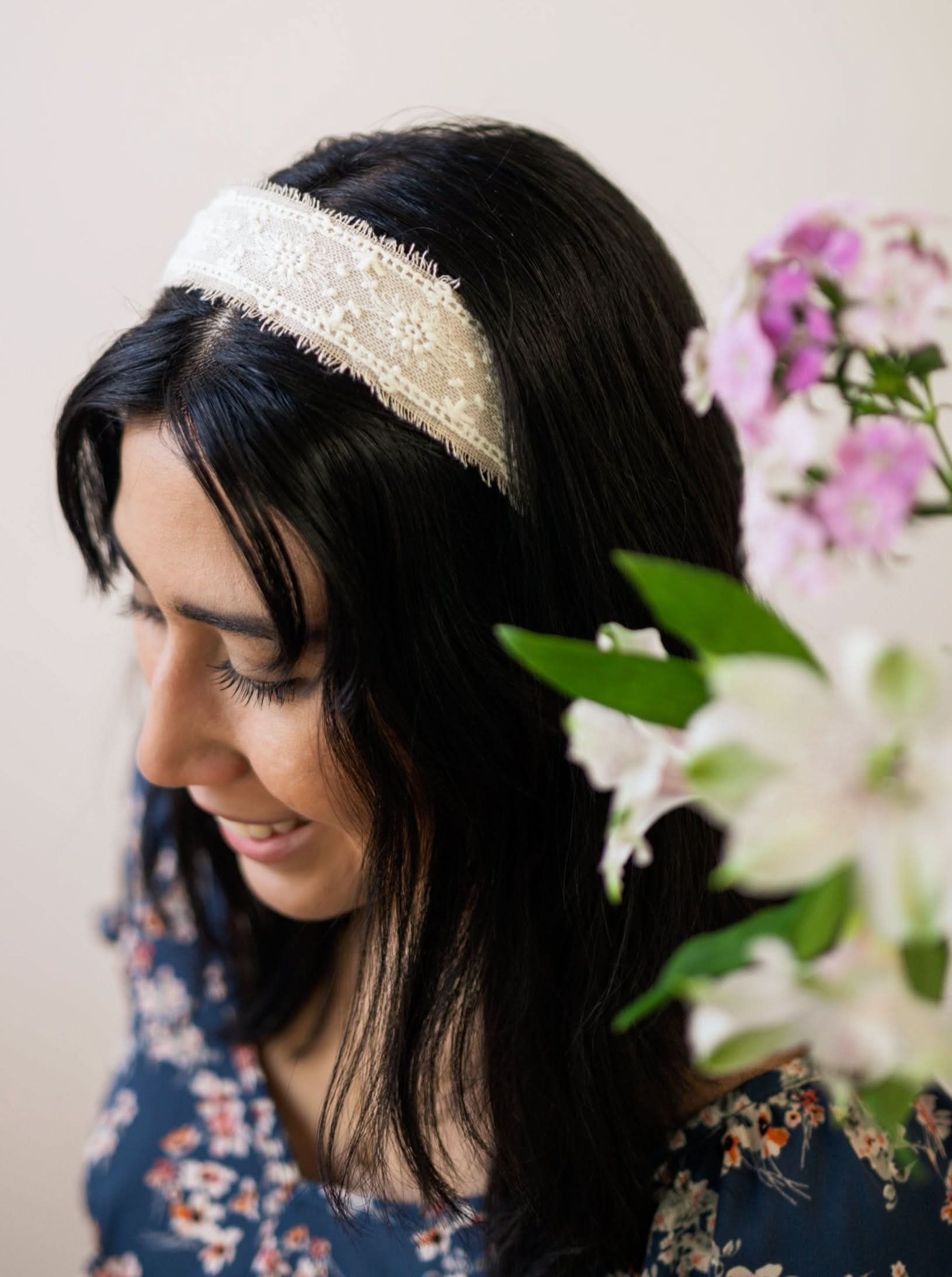 Ash &amp; Rose Clara Lace and Linen Headband