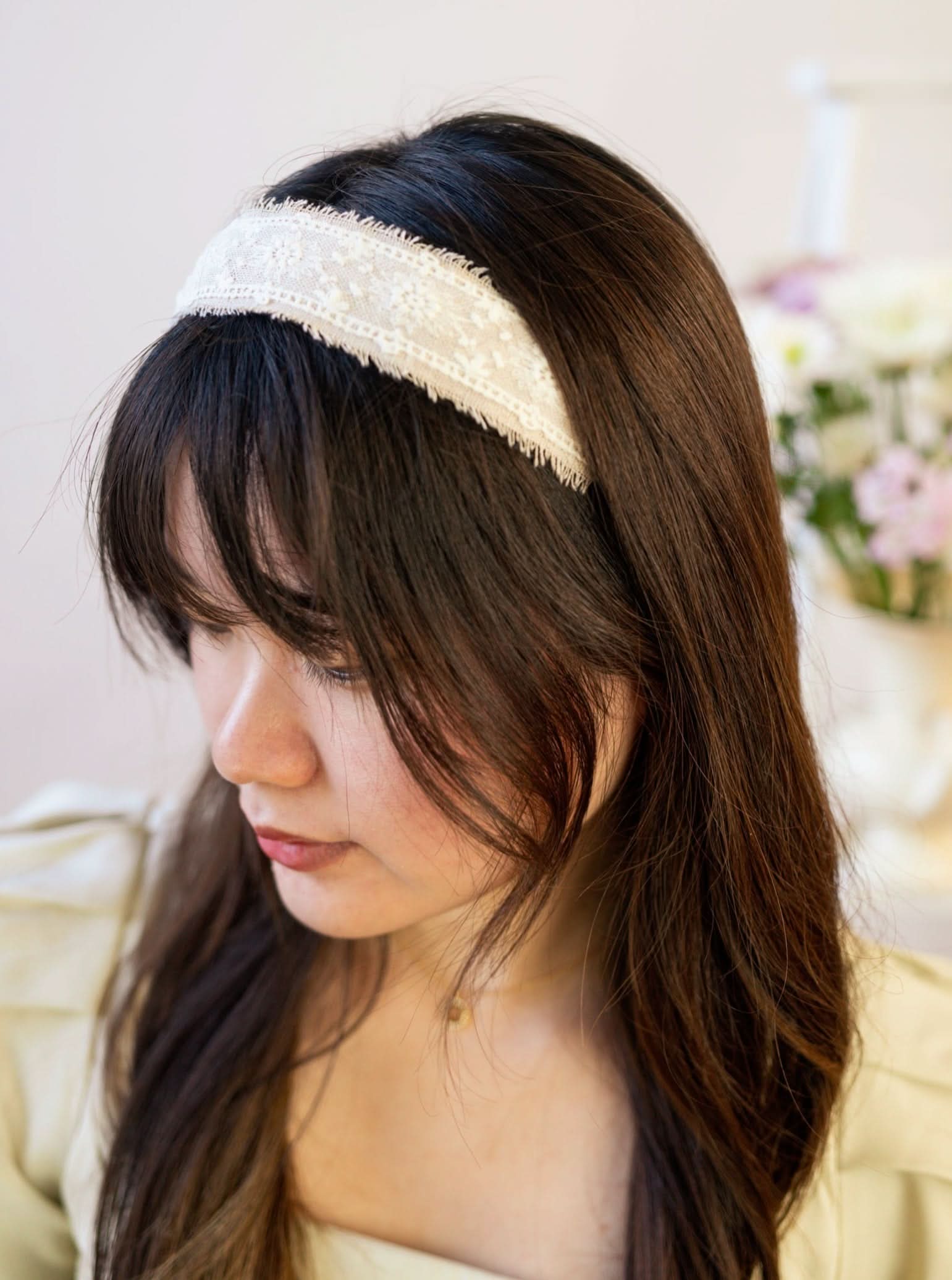 Ash &amp; Rose Clara Lace and Linen Headband