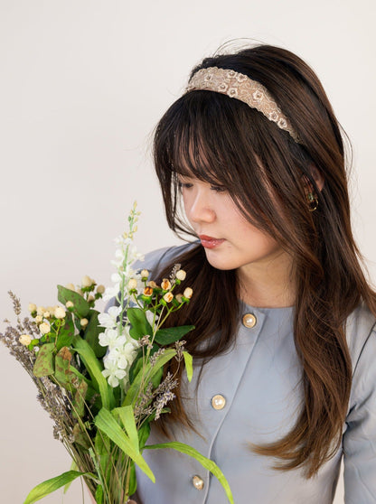 Hayden Tan Beaded Headband - My American Goods