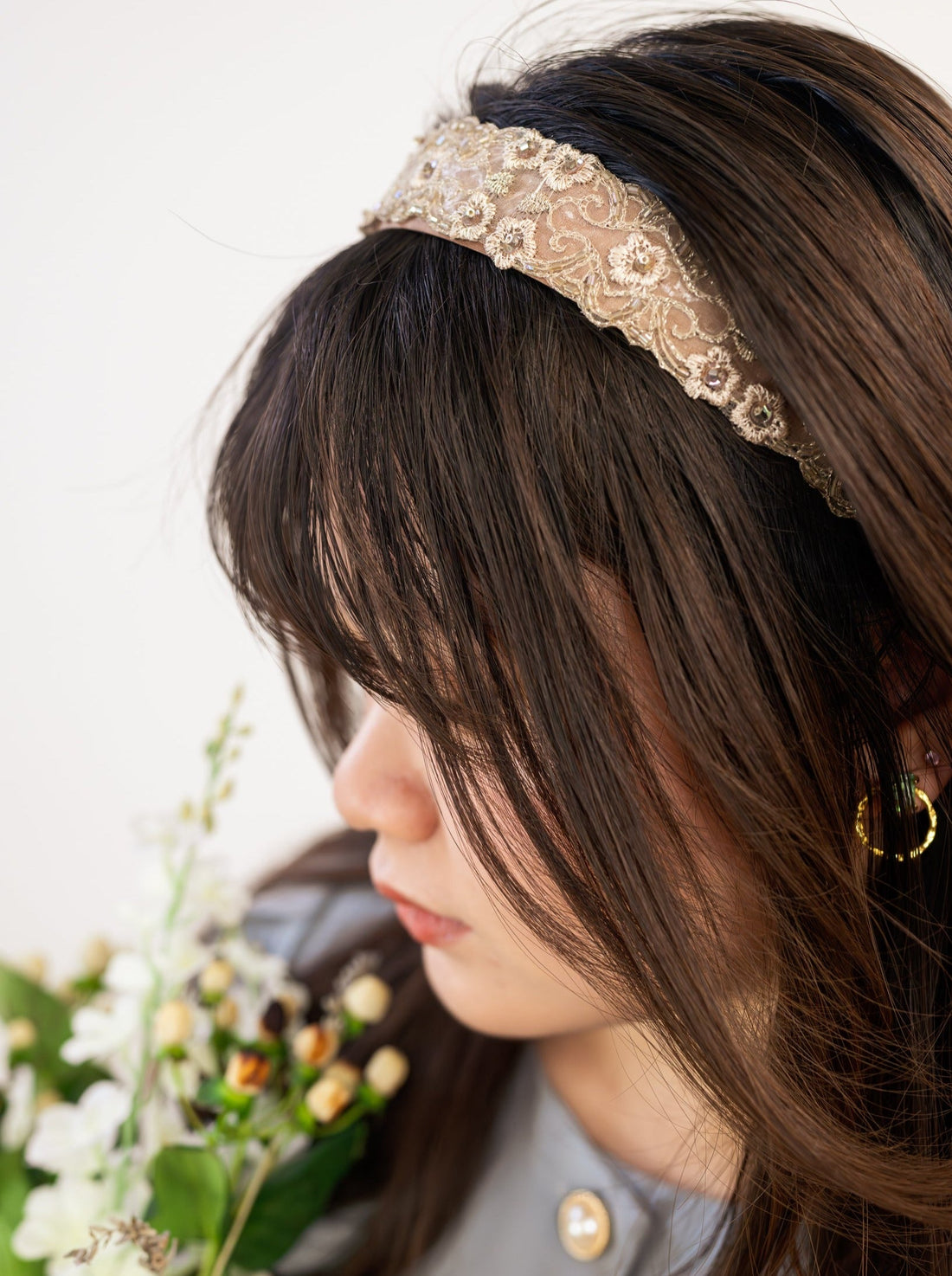 Hayden Tan Beaded Headband - My American Goods