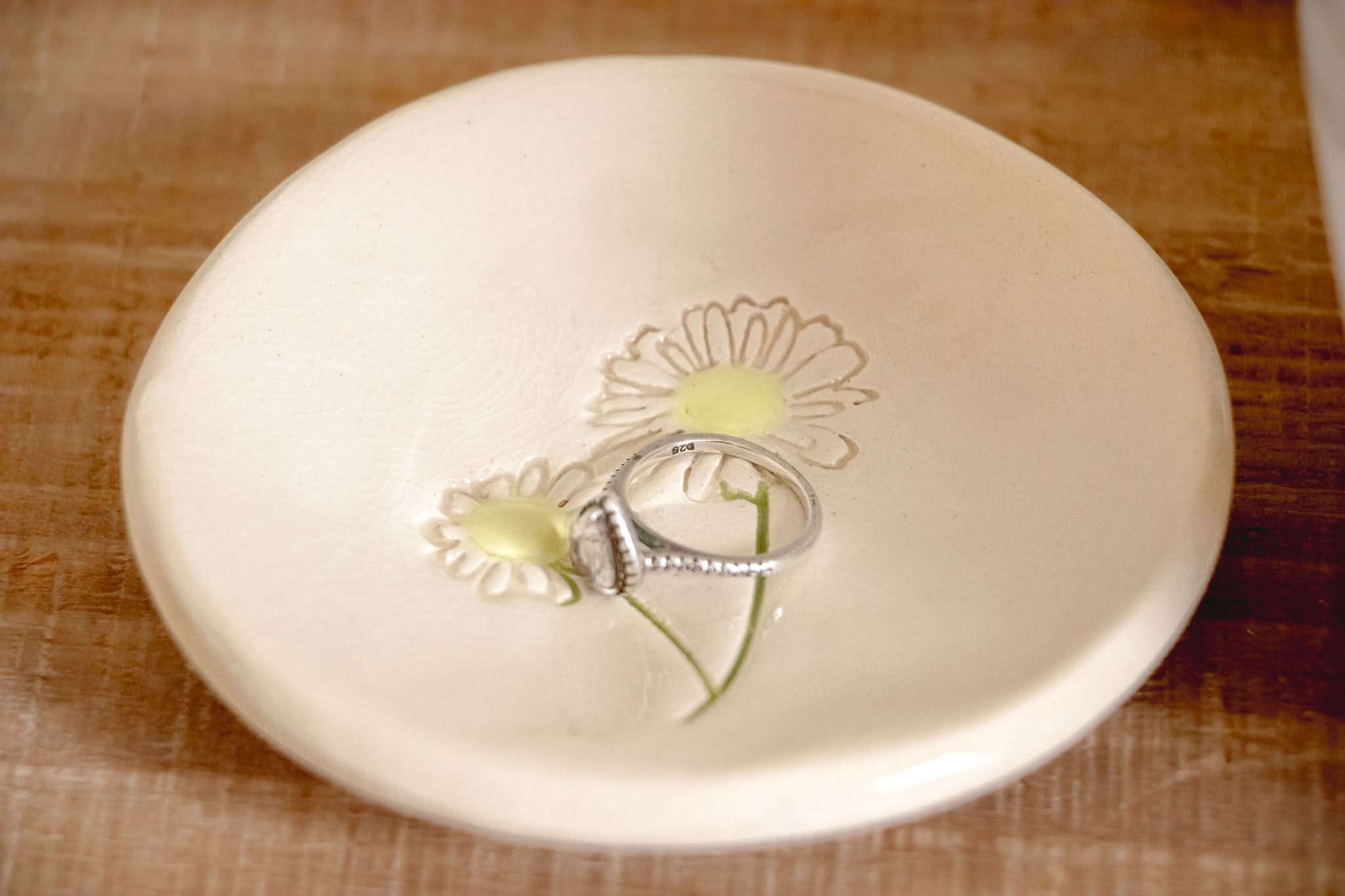 prodigalpottery Ceramic Birth Flower Ring Dish