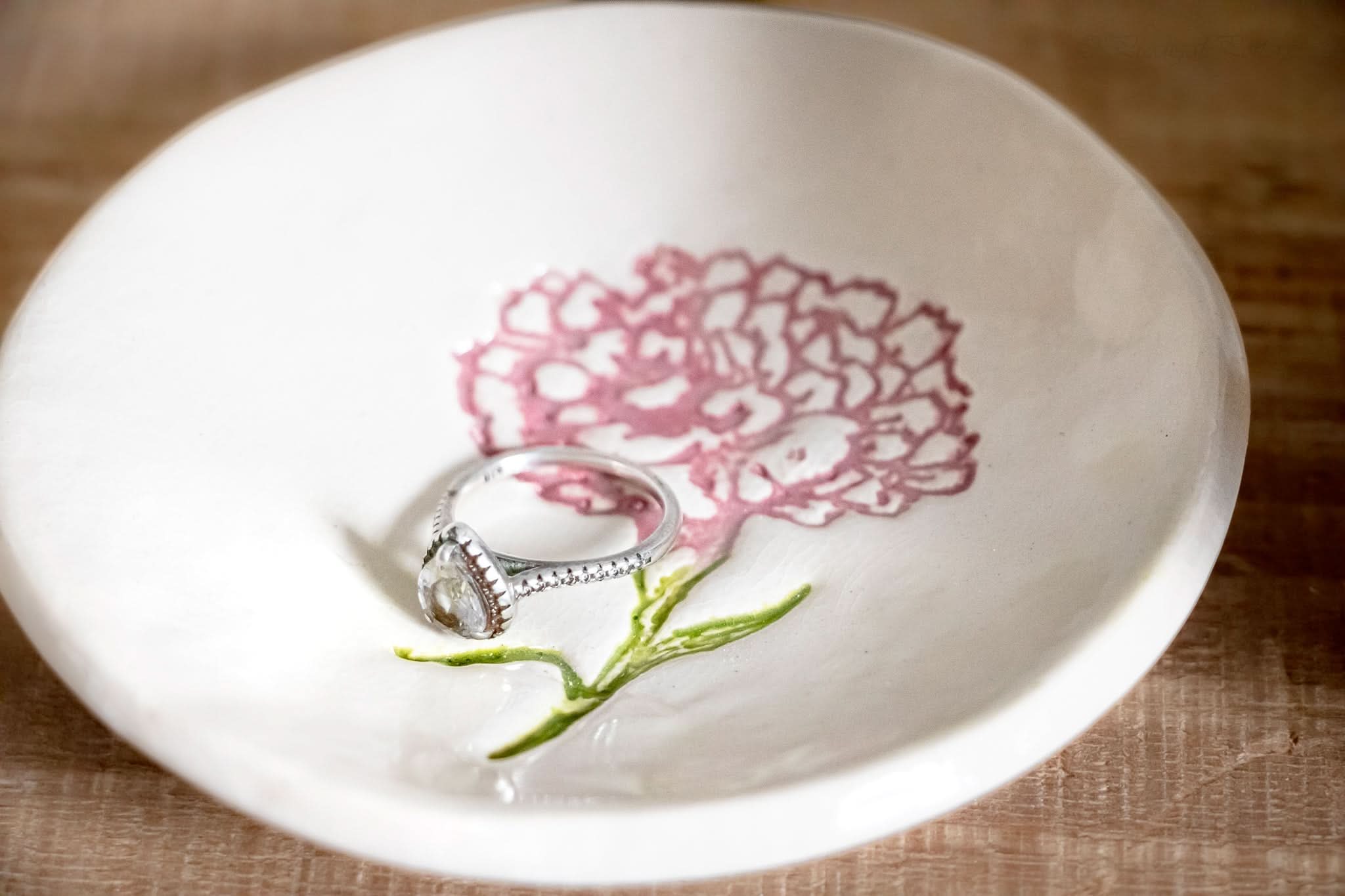 prodigalpottery Ceramic January Carnation Birth Flower Ring Dish