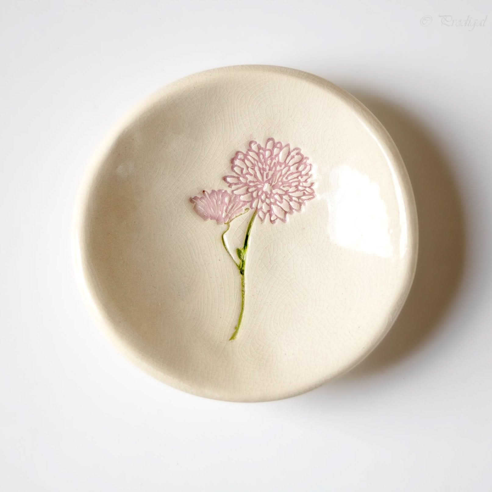 prodigalpottery Ceramic Birth Flower Ring Dish