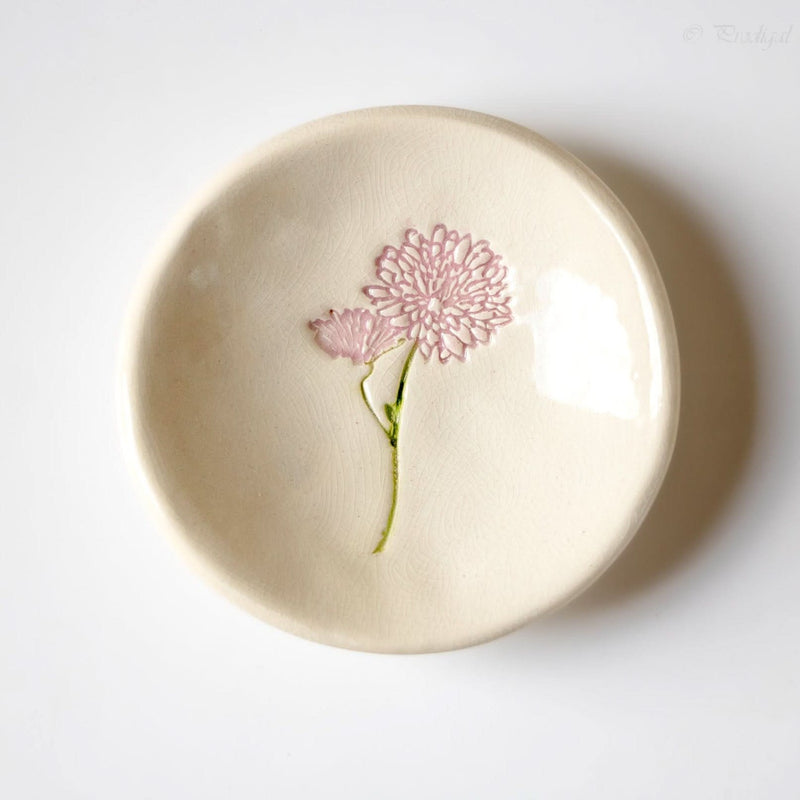 prodigalpottery Ceramic Birth Flower Ring Dish