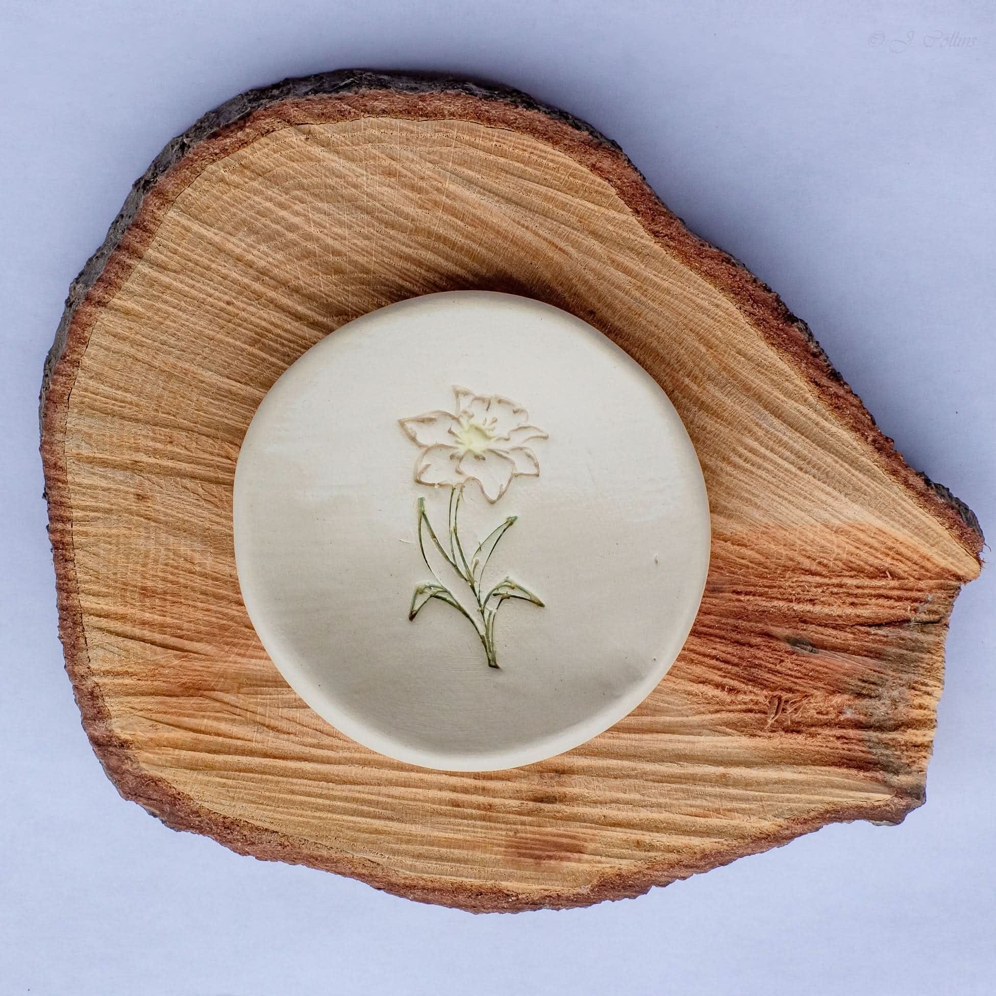 prodigalpottery Ceramic December Narcissus Birth Flower Ring Dish