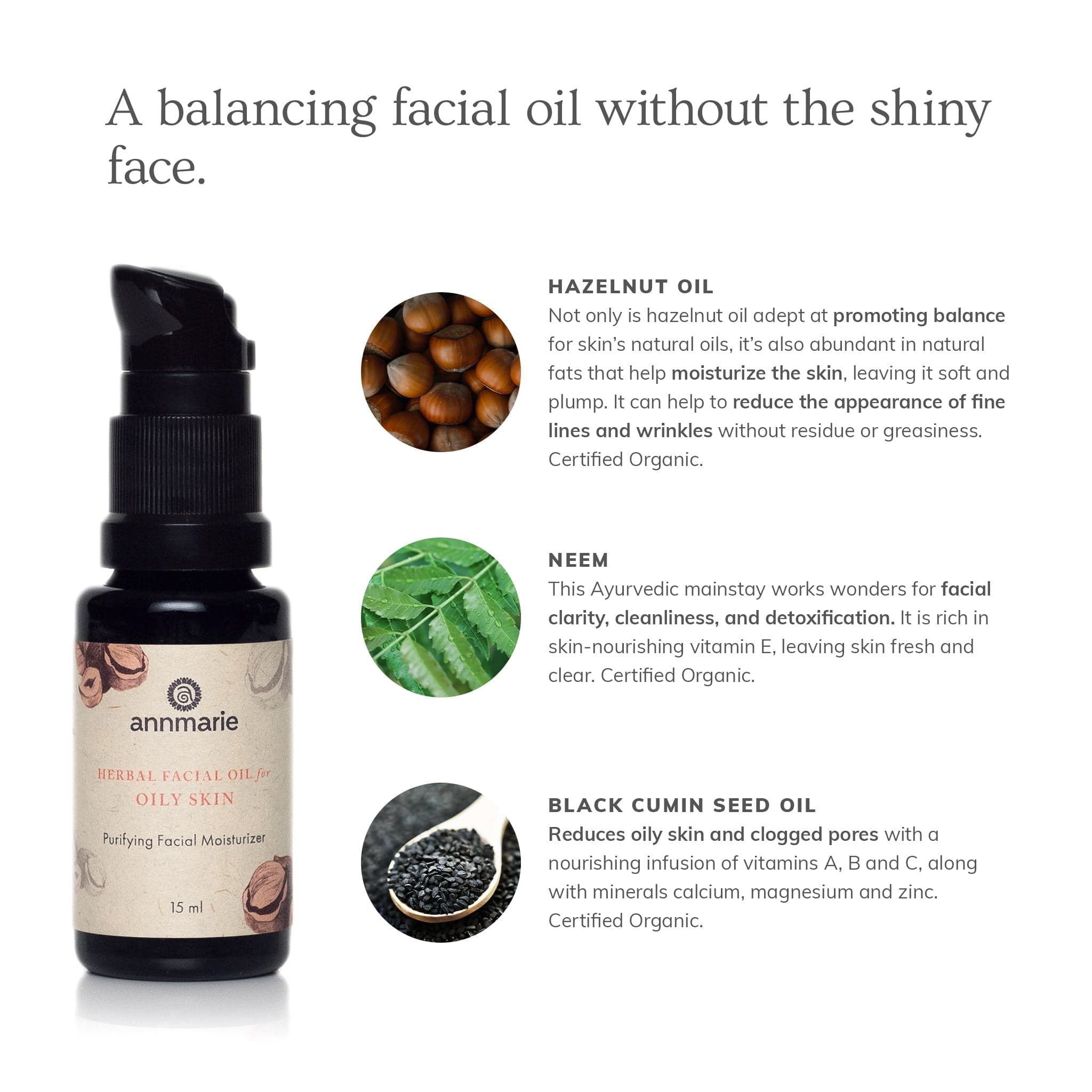Annmarie Skin Care HIDDEN Herbal Facial Oil for Oily Skin (15ml)