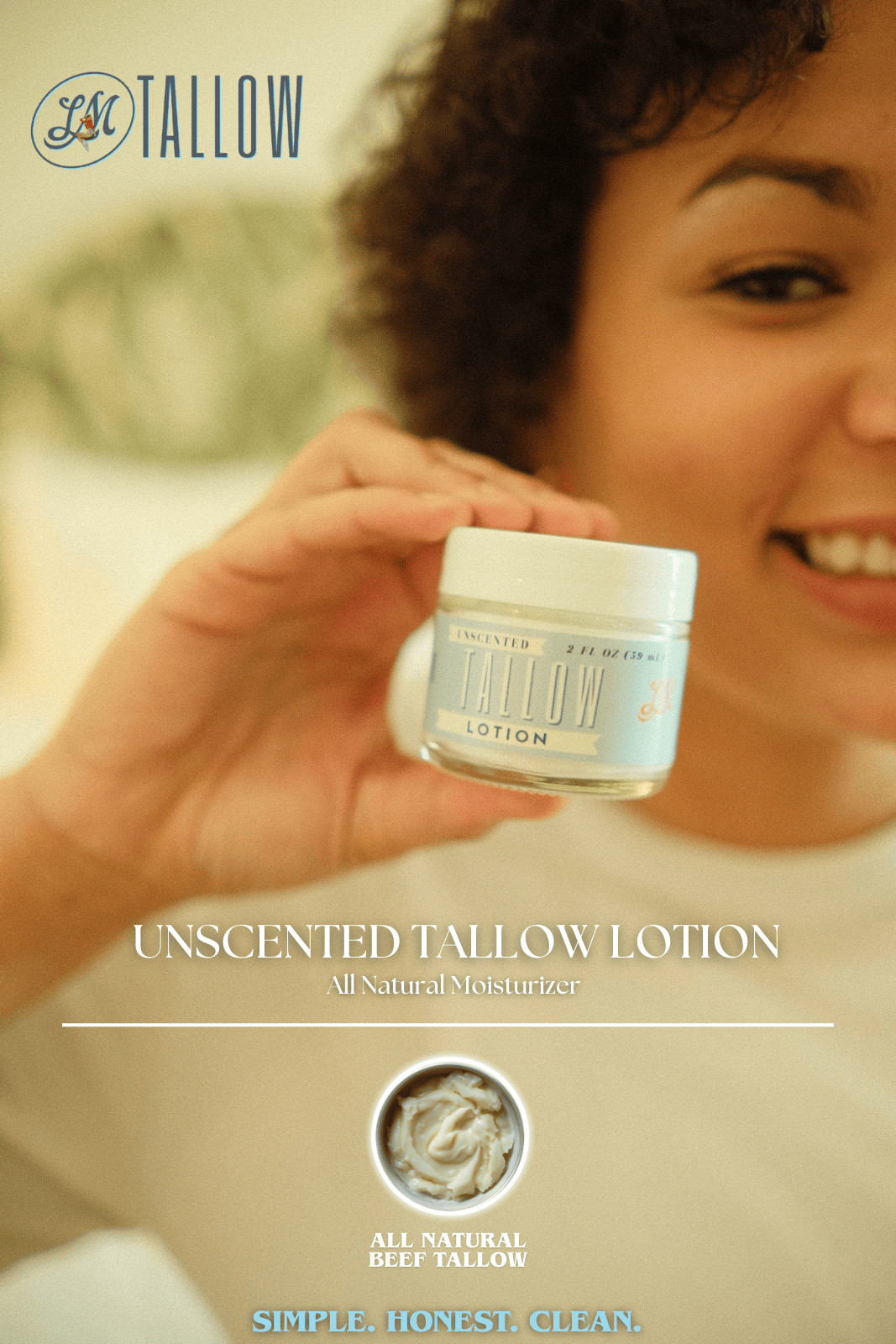 Lady May Tallow Body Cream/Lotion Unscented Tallow Lotion | All-Natural Beef Tallow Moisturizer
