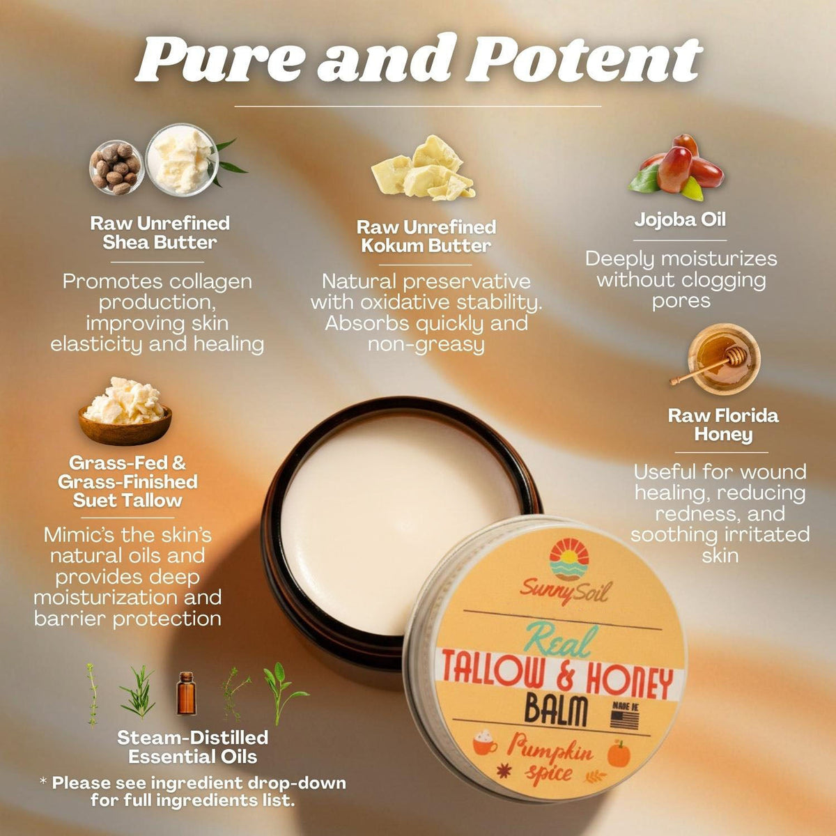 Pumpkin Spice Tallow &amp; Honey Balm (2oz)
