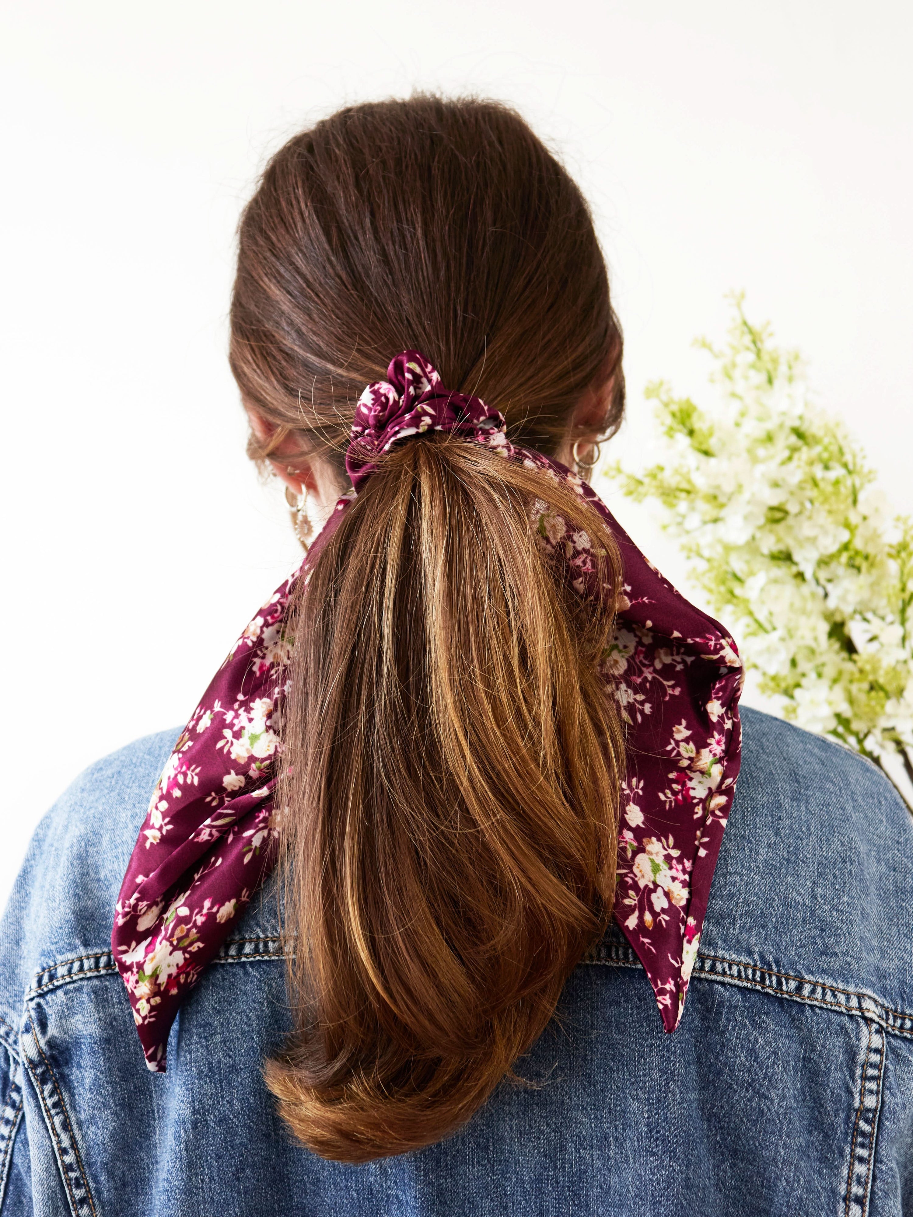 Ash &amp; Rose Scrunchy Purple Satin Scarf Scrunchie
