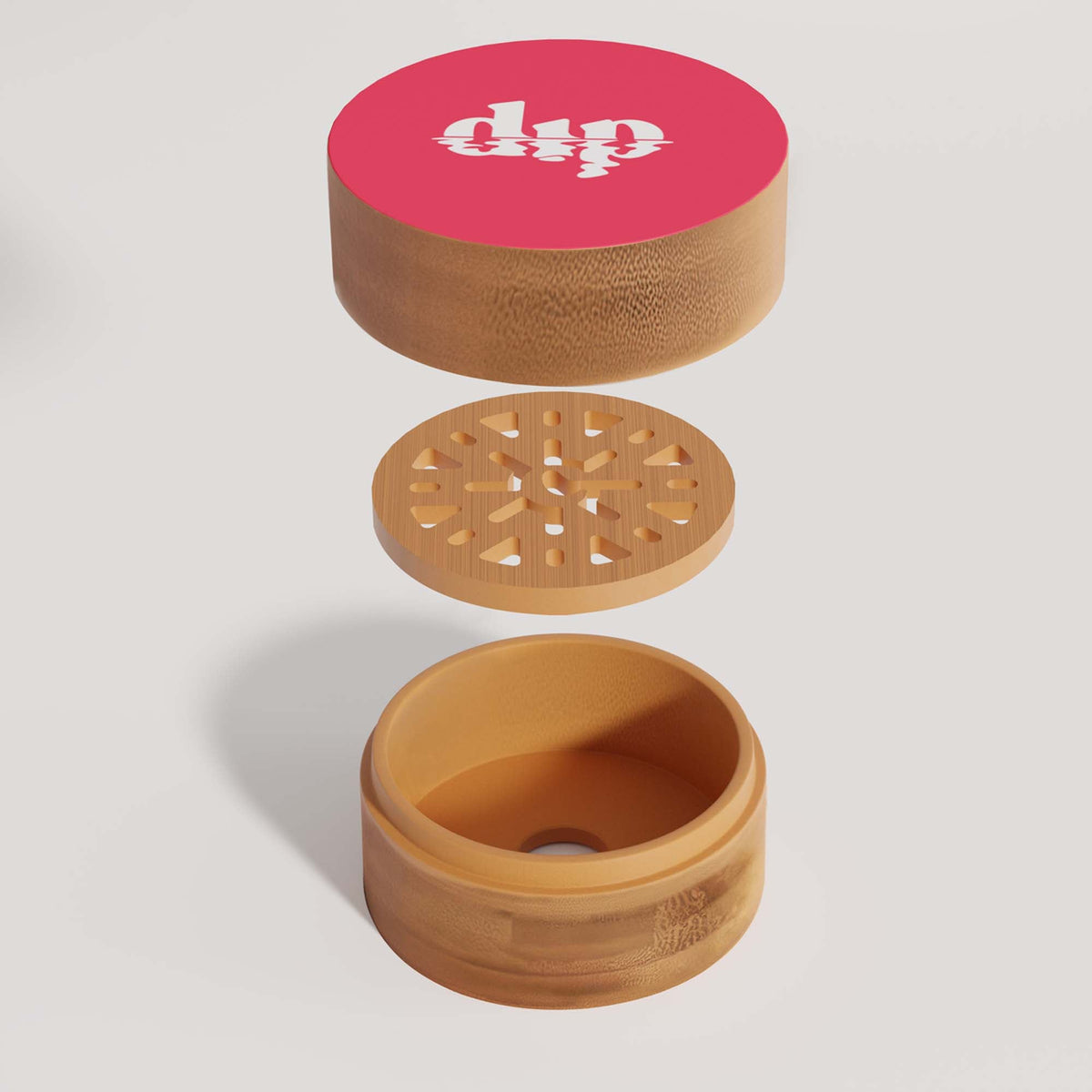 Mini Dip Bamboo Travel Case with Coaster : Red