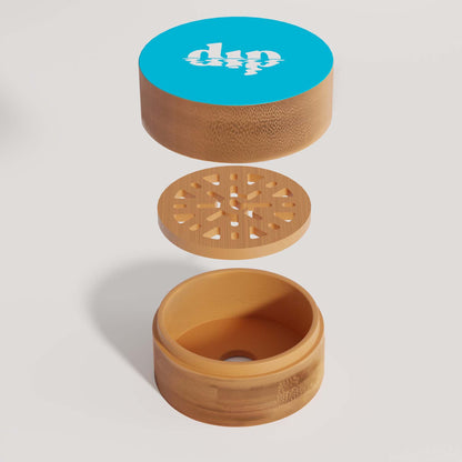 Mini Dip Bamboo Travel Case with Coaster : Blue