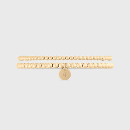 Old English Initial Juno Double Bracelet Stack (3mm + 4mm)