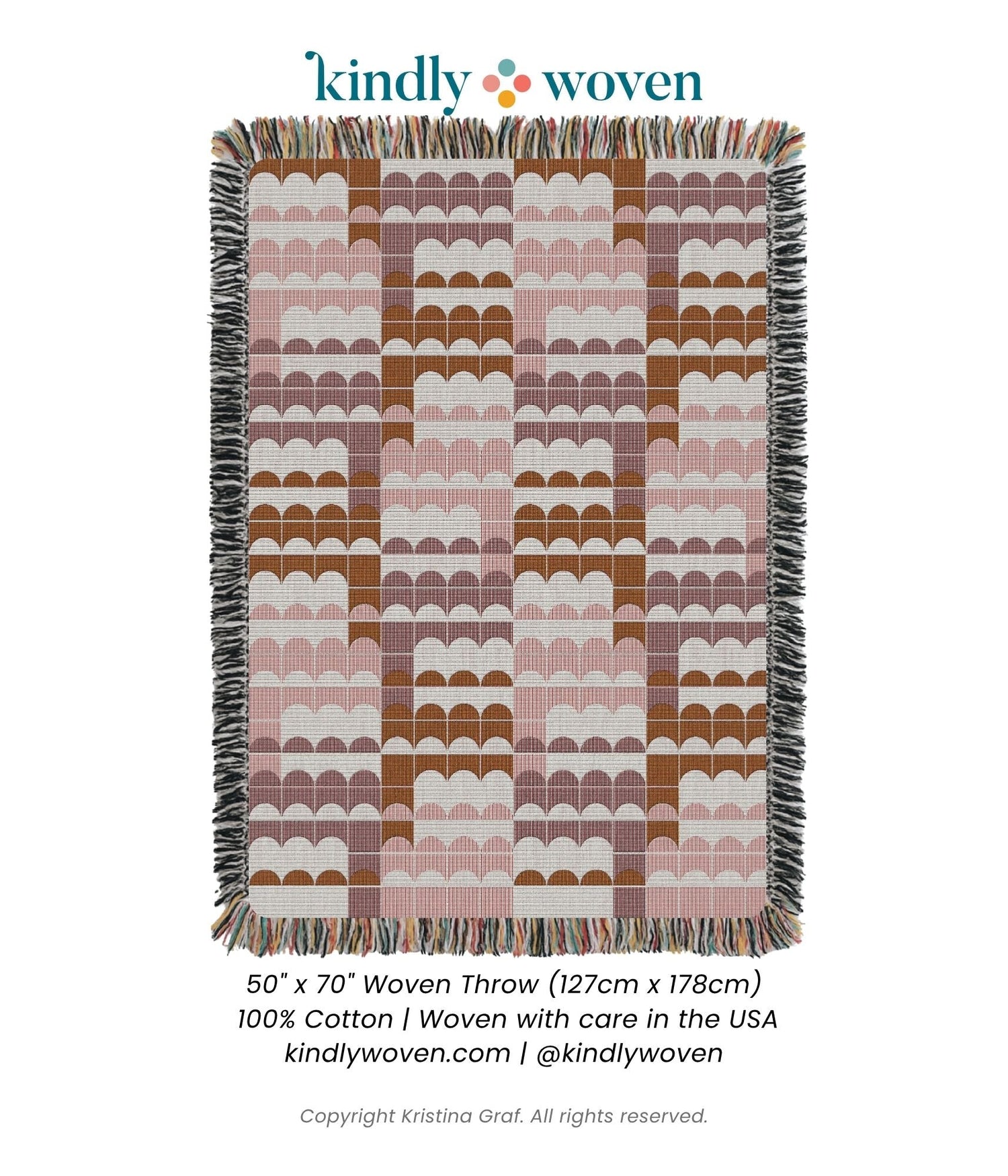 Quinn Blush Pink Scallop Cotton Throw Blanket