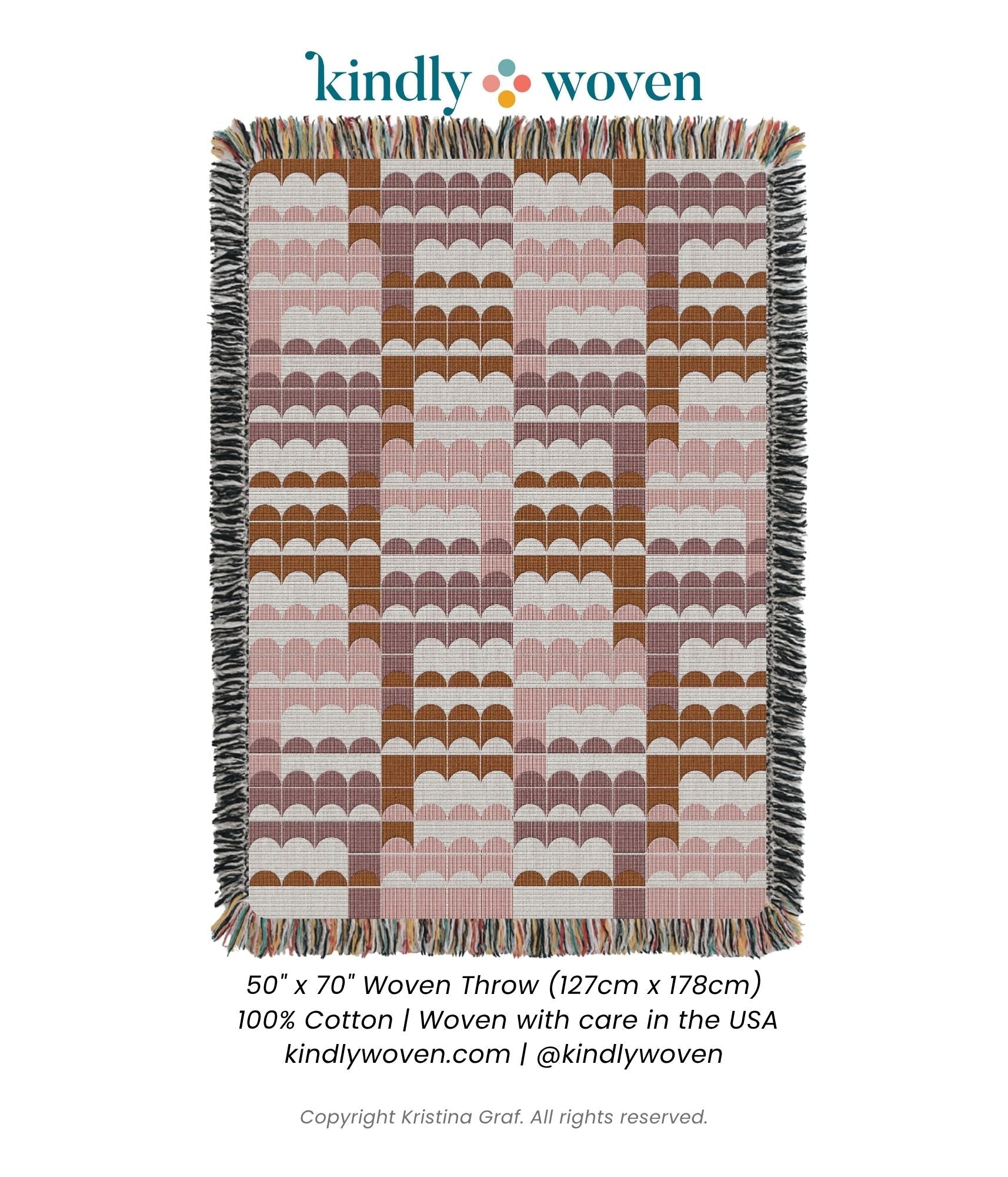 Quinn Blush Pink Scallop Cotton Throw Blanket