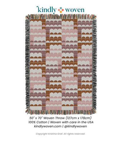 Quinn Blush Pink Scallop Cotton Throw Blanket