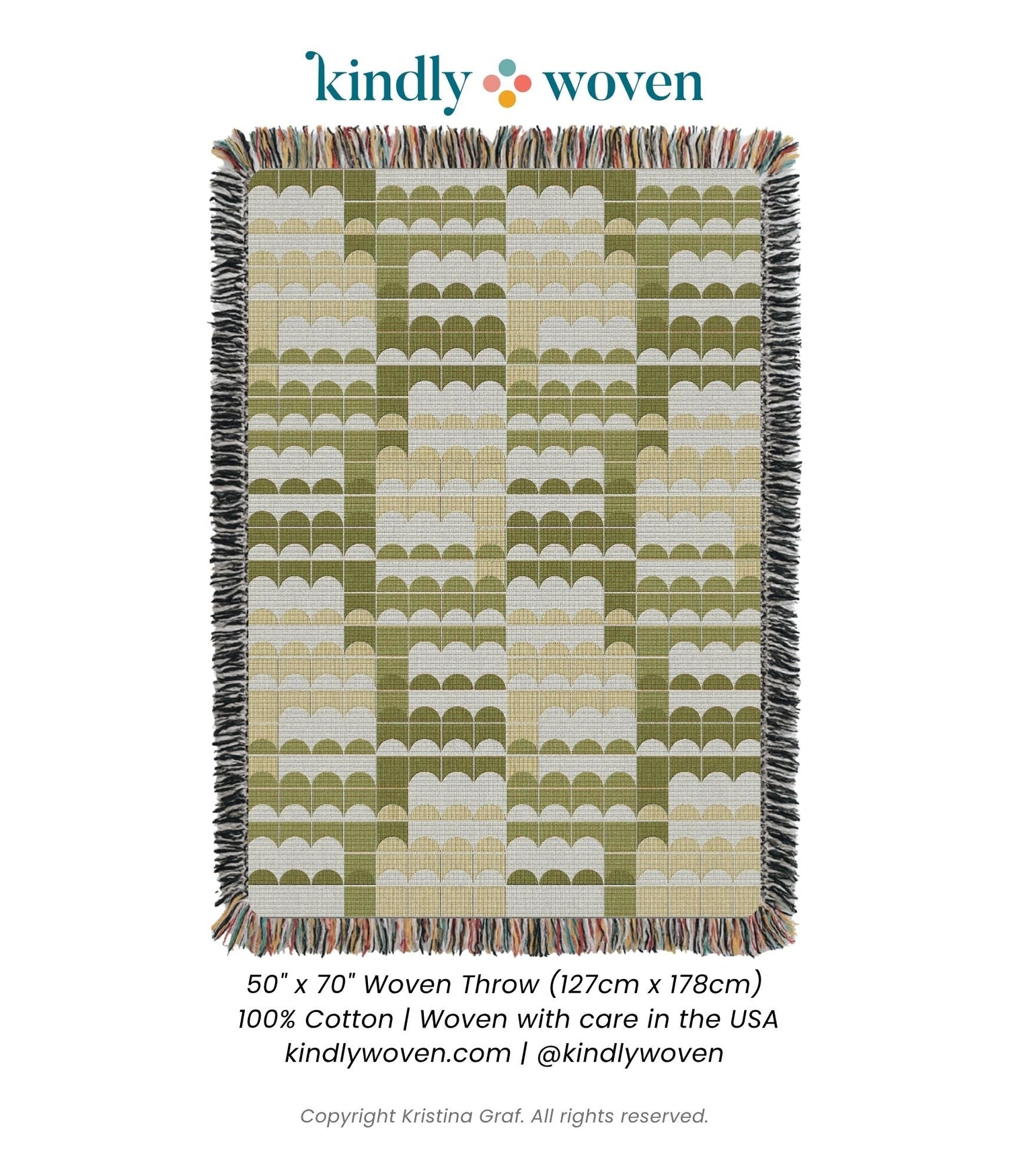 Quinn Meadow Green Scallop Cotton Throw Blanket