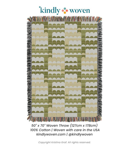 Quinn Meadow Green Scallop Cotton Throw Blanket