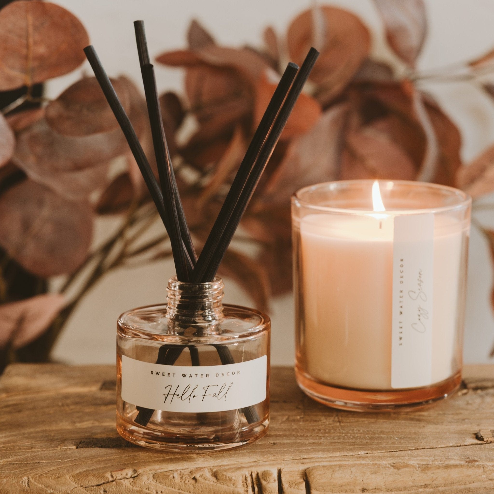 Sweet Water Decor Reed Diffusers Hello Fall Tinted Glass Jar Reed Diffuser