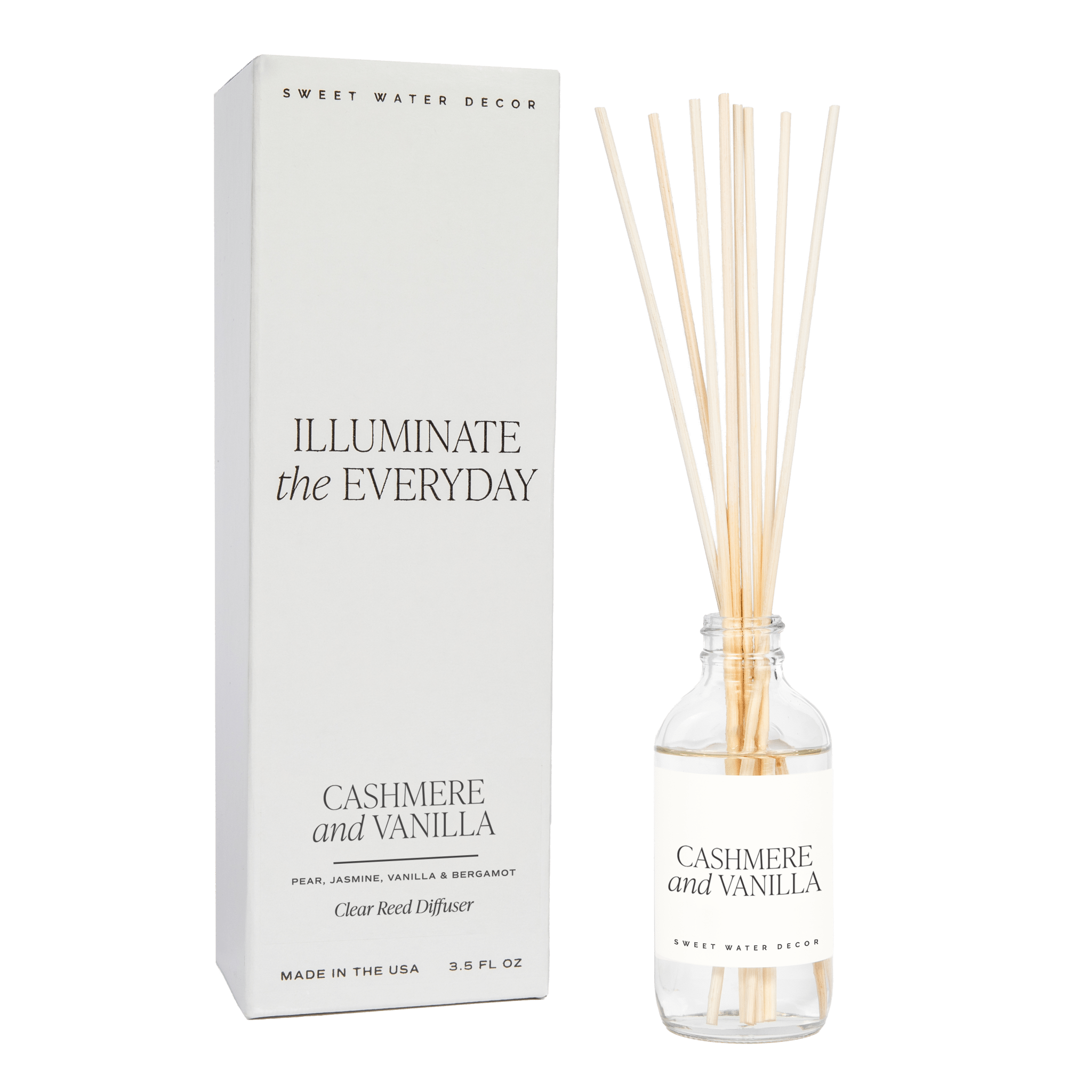 Sweet Water Decor Reed Diffusers Cashmere and Vanilla Clear Reed Diffuser