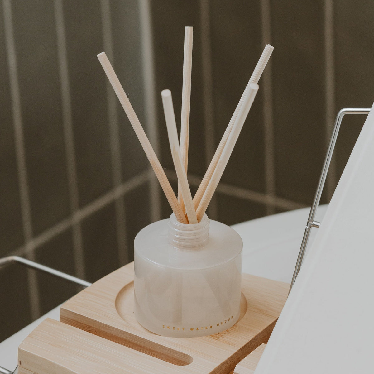 Salt and Sea White Translucent Tinted Glass Jar Reed Diffuser