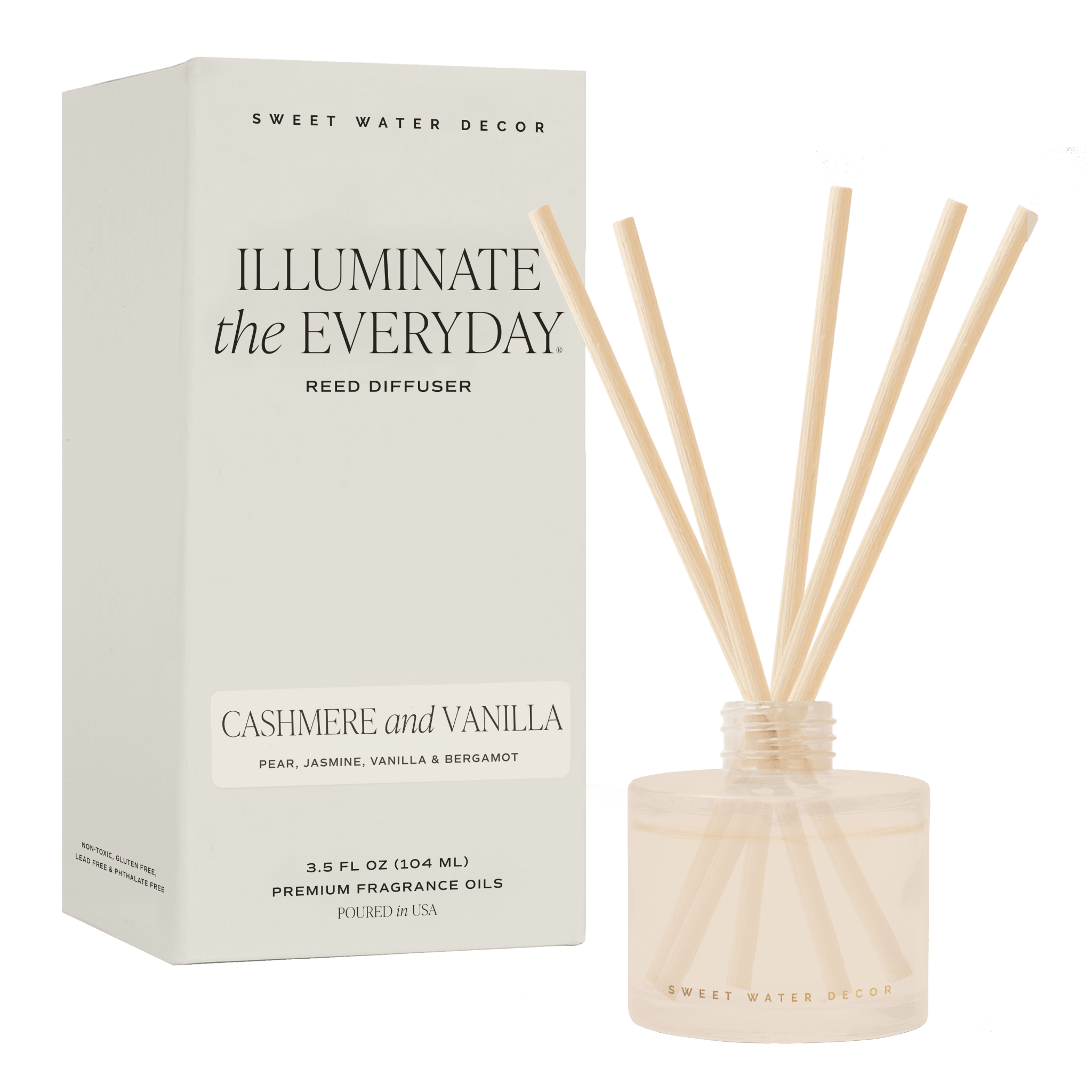Cashmere and Vanilla White Translucent Tinted Glass Jar Reed Diffuser
