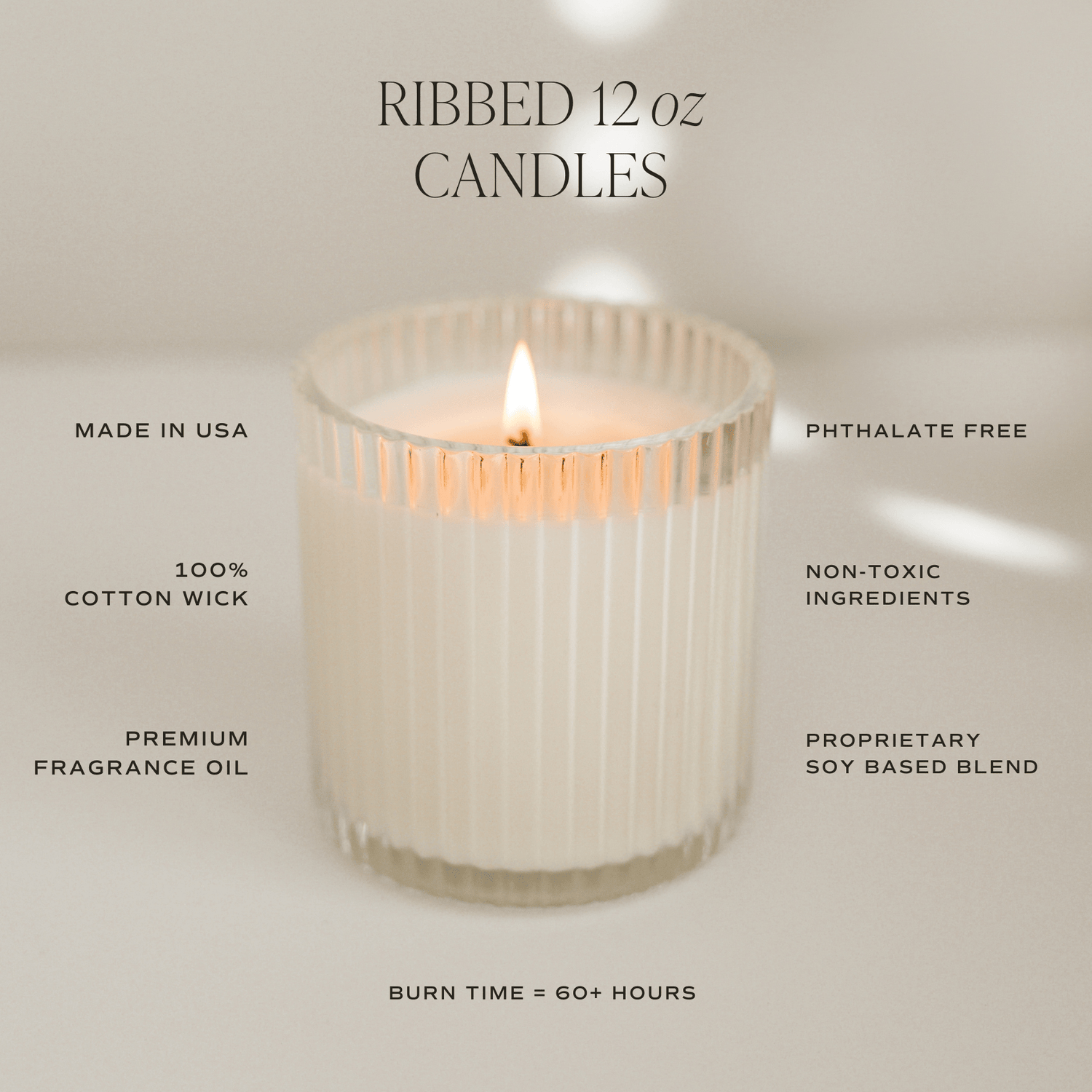 Christmas Fluted Soy Candle - Ribbed Glass Jar - 12 oz - My American Goods