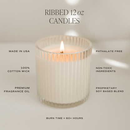 Christmas Fluted Soy Candle - Ribbed Glass Jar - 12 oz - My American Goods