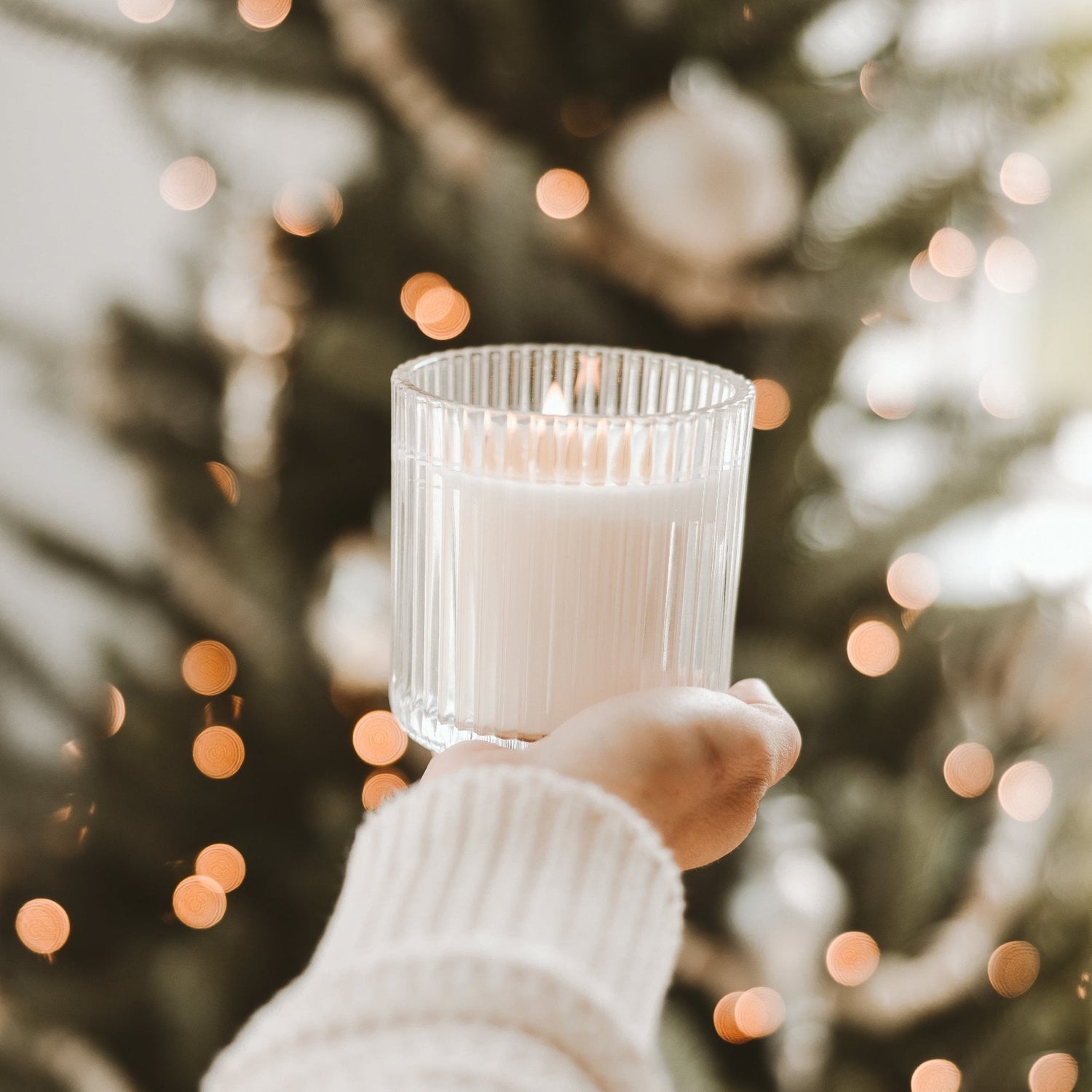 Christmas Fluted Soy Candle - Ribbed Glass Jar - 12 oz - My American Goods