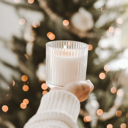 Christmas Fluted Soy Candle - Ribbed Glass Jar - 12 oz - My American Goods