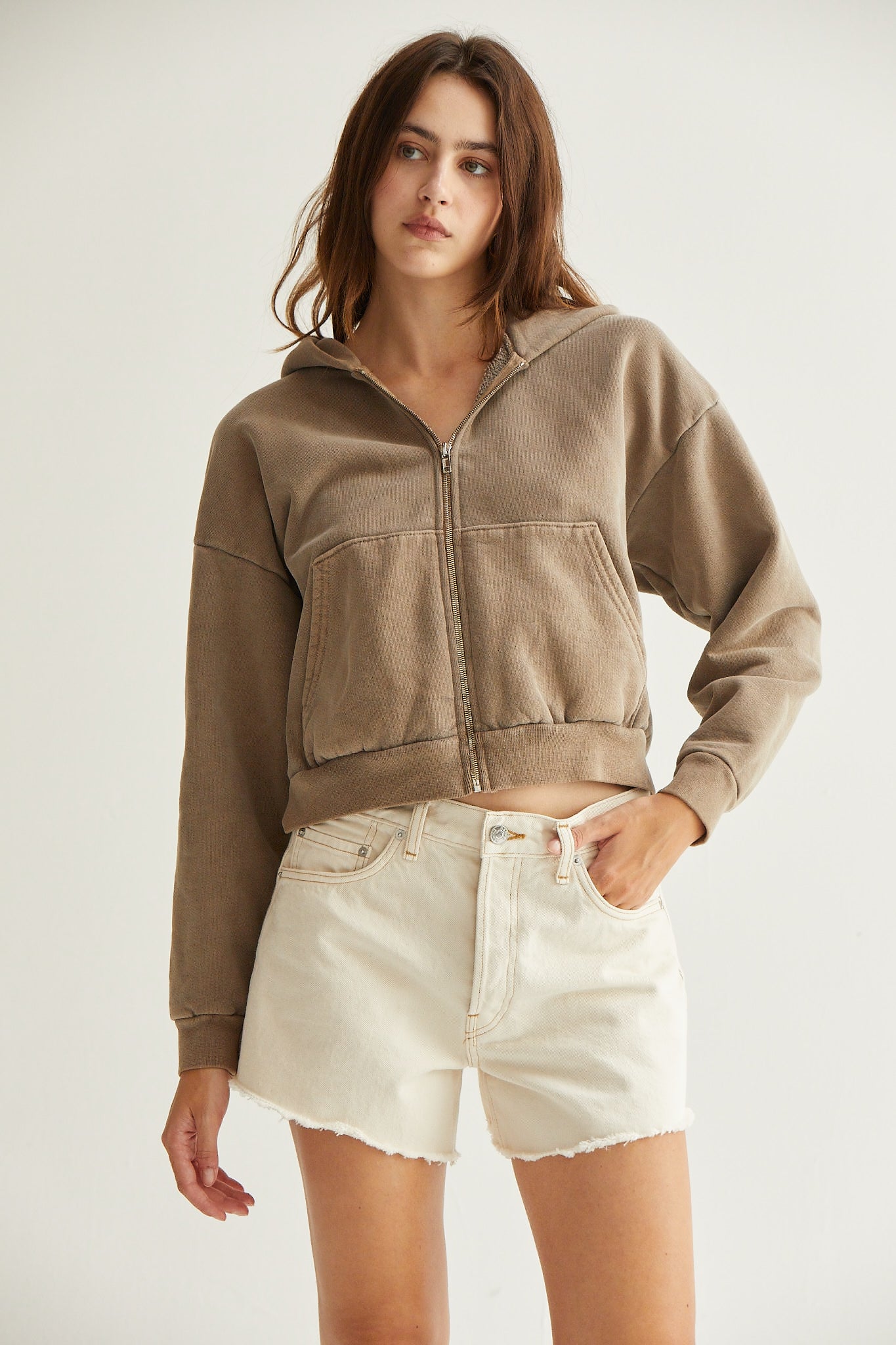 Rosie Cropped Zip-Up Hoodie