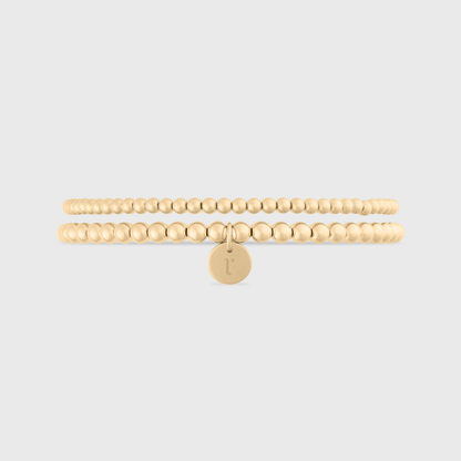 Cuffed by Nano LLC SMALL - 6.5" / r Old English Initial Juno Double Bracelet Stack (3mm + 4mm)