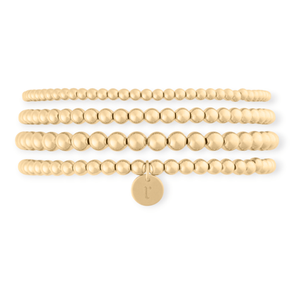 Cuffed by Nano LLC SMALL - 6.5" / r Old English Initial Juno Four Bracelet Stack