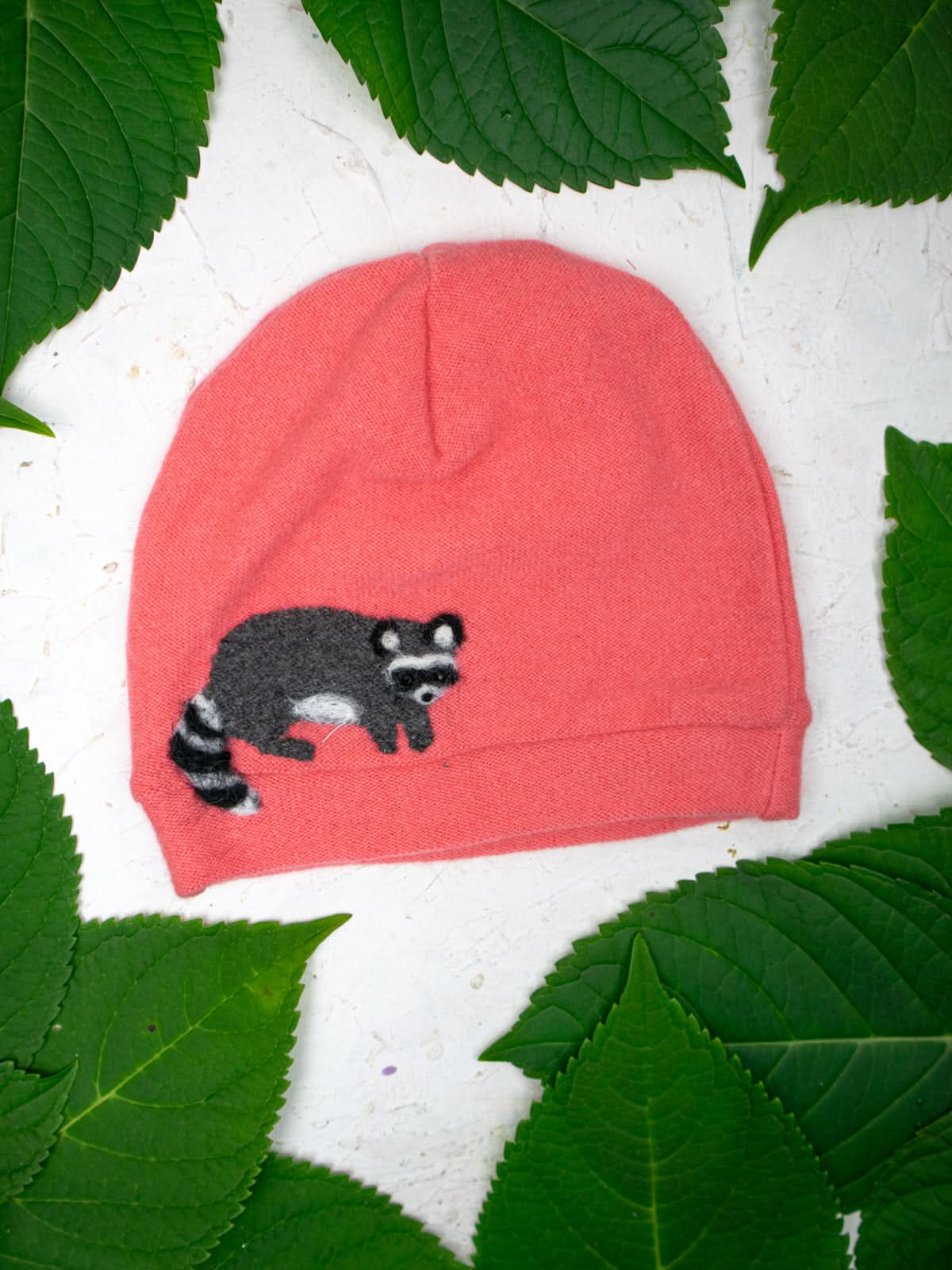 Ash &amp; Rose hat Coral Pink Raccoon Cashmere Hat - Child