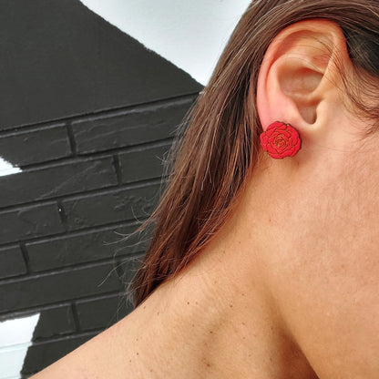 Red Rose Studs