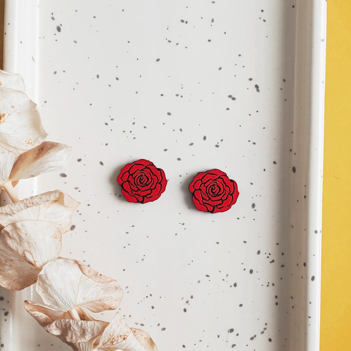 Red Rose Studs