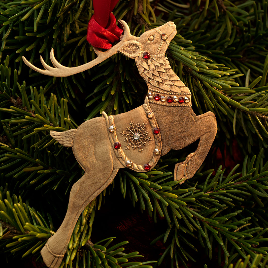 Merry Reindeer Ornament (Bronze)