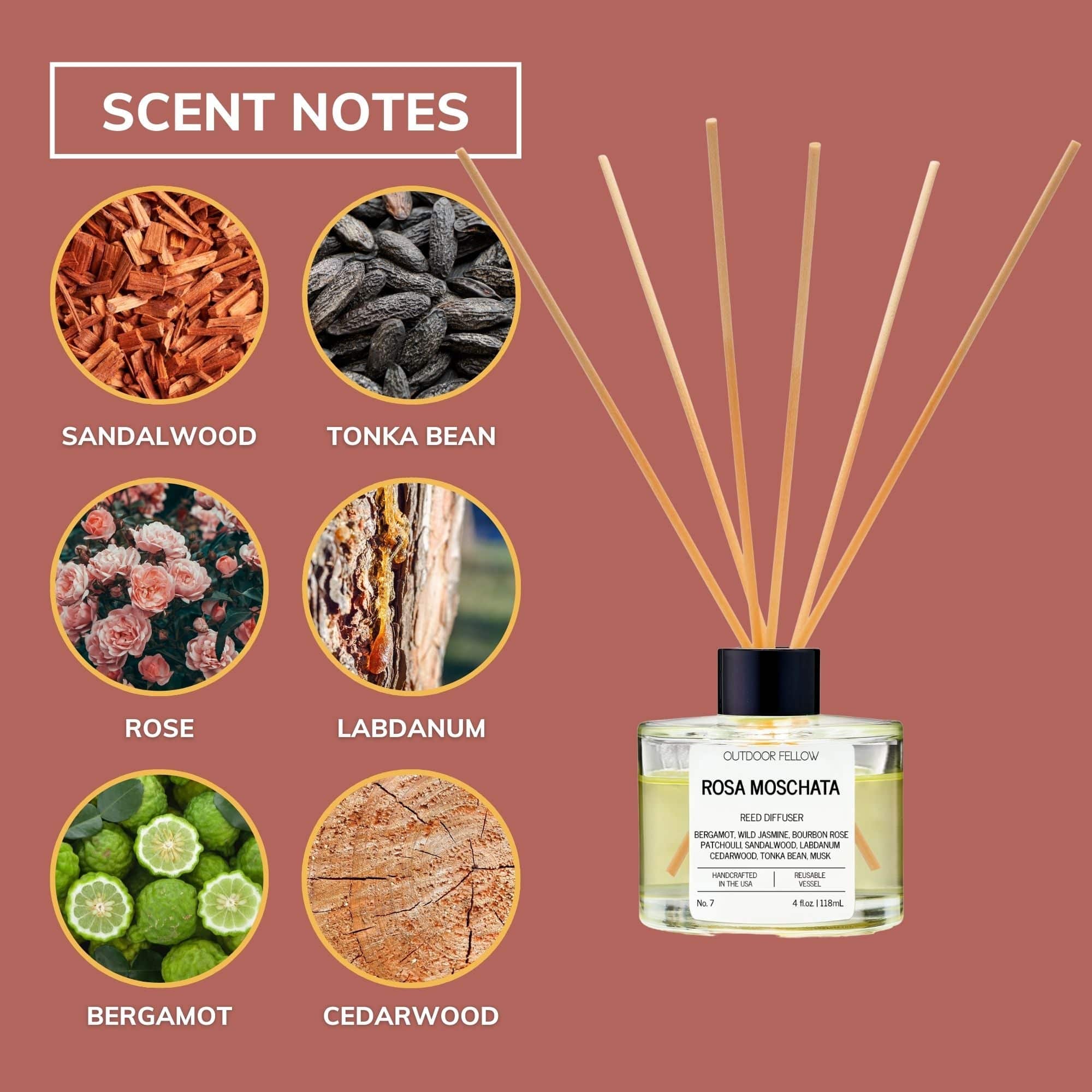 Outdoor Fellow Reed Diffuser Rosa Moschata Reed Diffuser