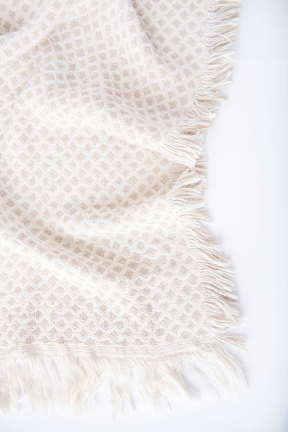 Rowan Flax Cream Diamond Cotton Throw Blanket