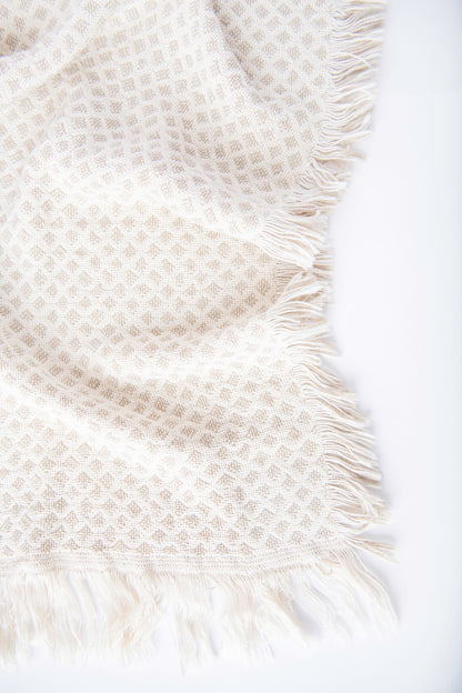 Rowan Flax Cream Diamond Cotton Throw Blanket
